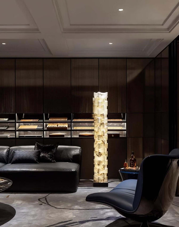 Patrate Floor Lamp – Handcrafted Stacked Alabaster Beauty | Alsolight