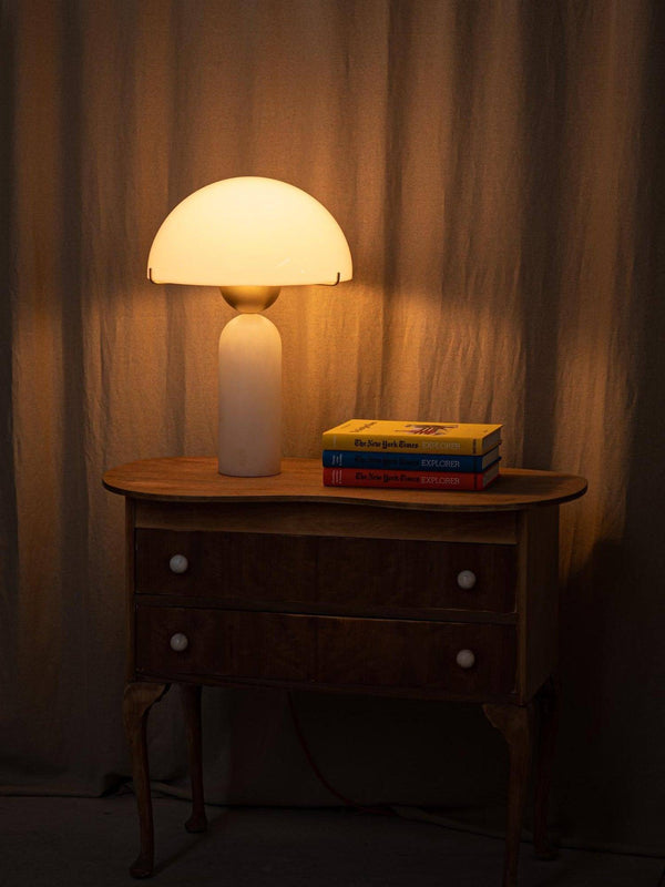 Peono Table Lamp – Alabaster Mid Century Art Deco Mushroom Light | Alsolight