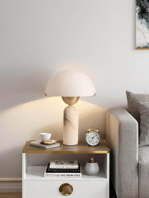 Peono Table Lamp – Alabaster Mid Century Art Deco Mushroom Light | Alsolight