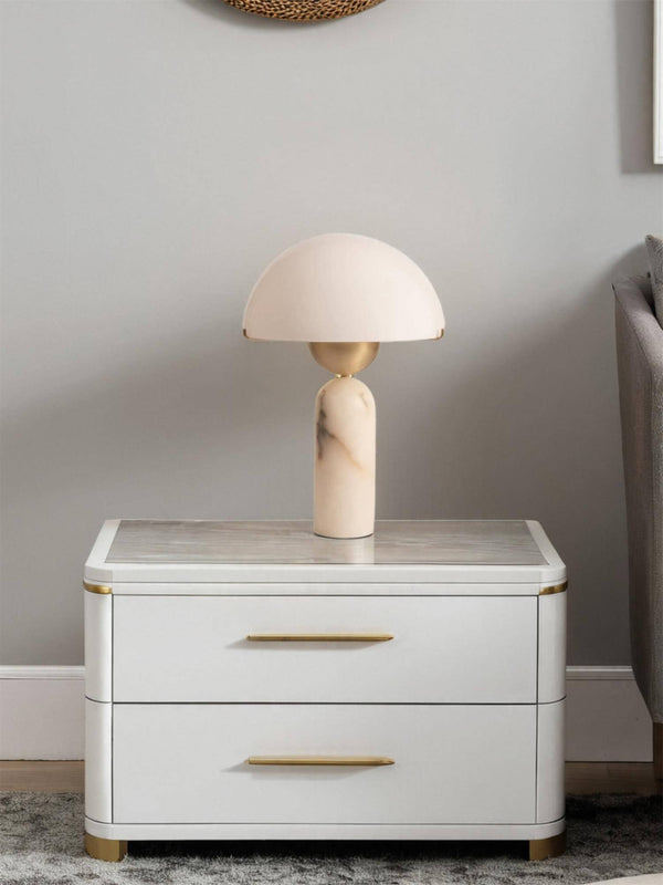 Peono Table Lamp – Alabaster Mid Century Art Deco Mushroom Light | Alsolight