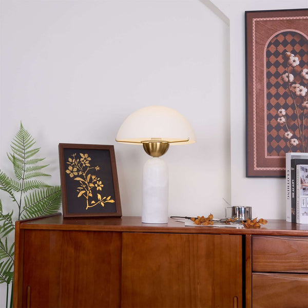 Peono Table Lamp – Alabaster Mid Century Art Deco Mushroom Light | Alsolight