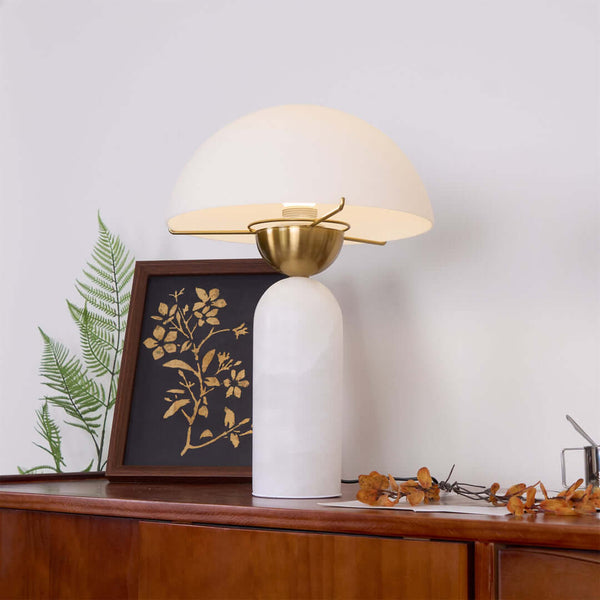 Peono Table Lamp – Alabaster Mid Century Art Deco Mushroom Light | Alsolight