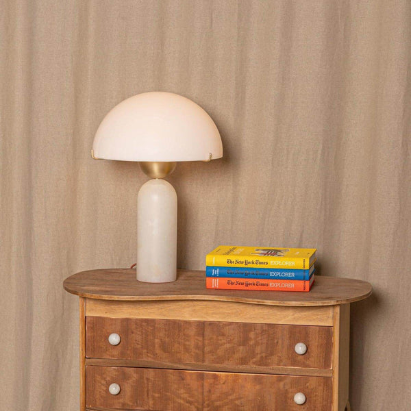 Peono Table Lamp – Alabaster Mid Century Art Deco Mushroom Light | Alsolight