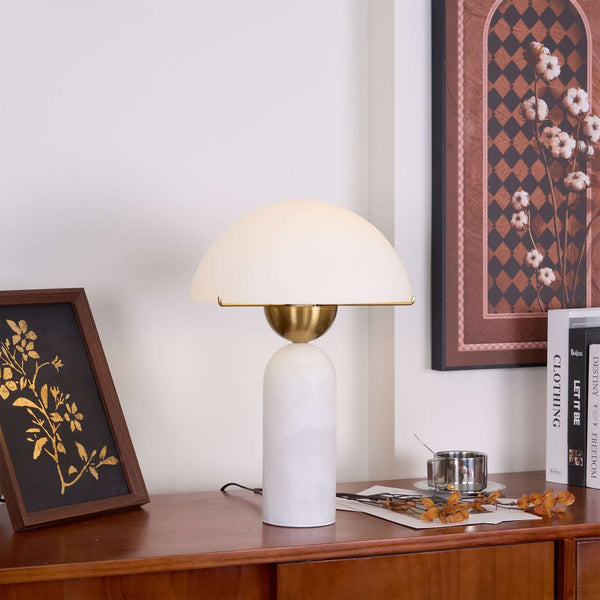 Peono Table Lamp – Alabaster Mid Century Art Deco Mushroom Light | Alsolight