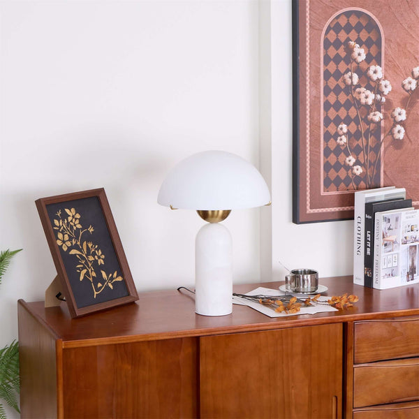 Peono Table Lamp – Alabaster Mid Century Art Deco Mushroom Light | Alsolight
