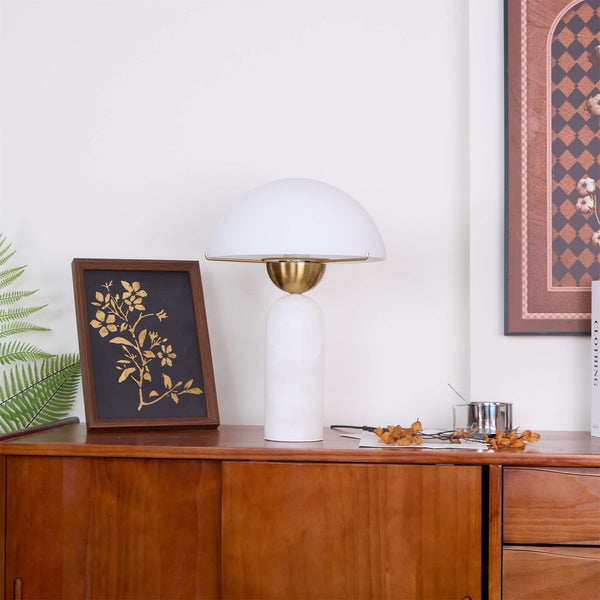 Peono Table Lamp – Alabaster Mid Century Art Deco Mushroom Light | Alsolight