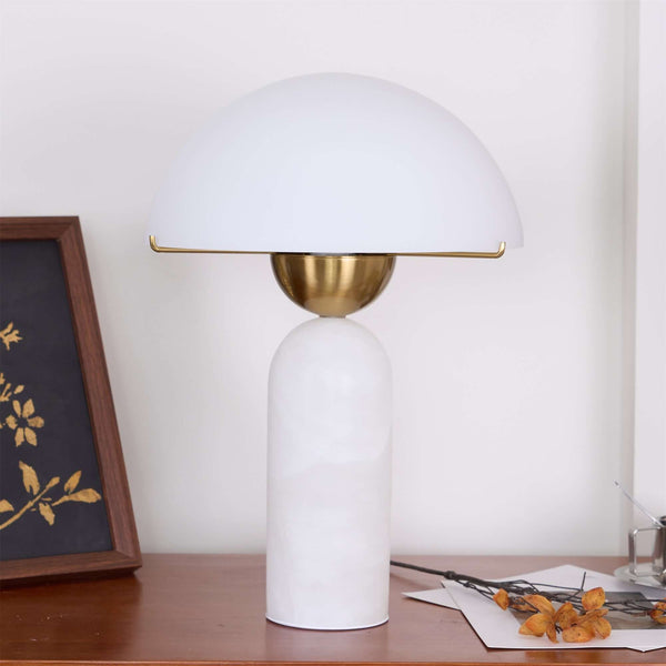 Peono Table Lamp – Alabaster Mid Century Art Deco Mushroom Light | Alsolight