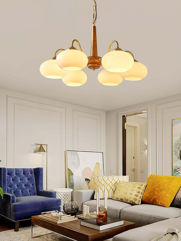 Persimmon Chandelier – Elegant Glass & Wood Design for Warm Ambiance | Alsolight