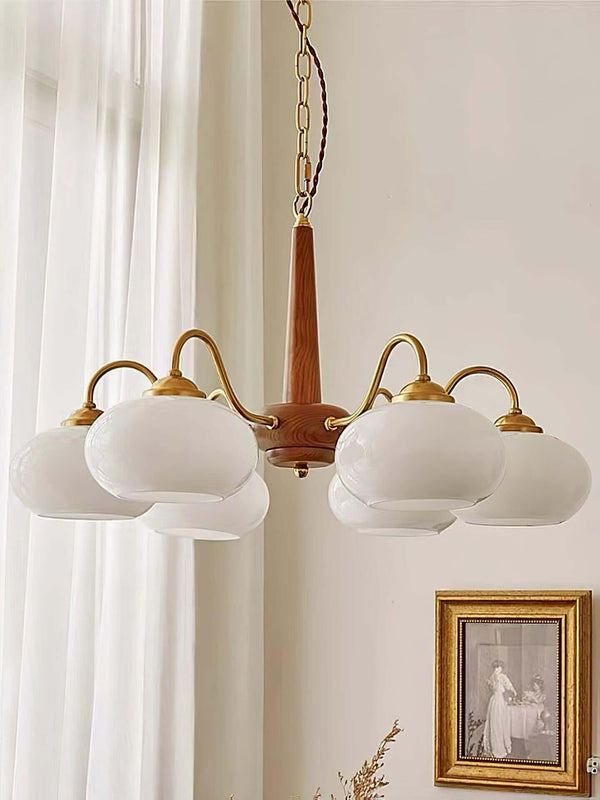 Persimmon Chandelier – Elegant Glass & Wood Design for Warm Ambiance | Alsolight