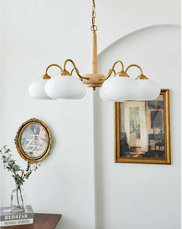 Persimmon Chandelier – Elegant Glass & Wood Design for Warm Ambiance | Alsolight