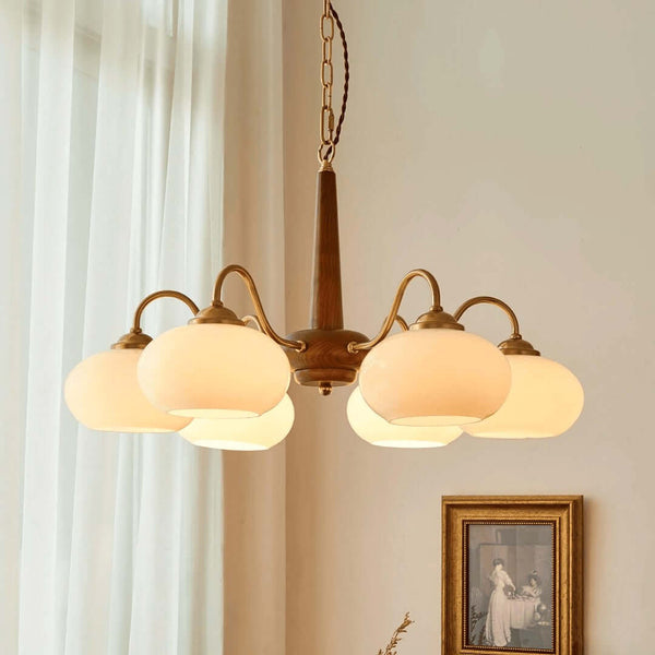 Persimmon Chandelier – Elegant Glass & Wood Design for Warm Ambiance | Alsolight