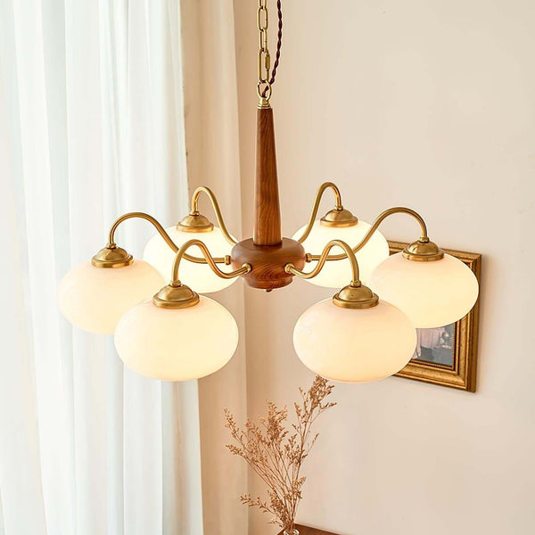 Persimmon Chandelier – Elegant Glass & Wood Design for Warm Ambiance | Alsolight