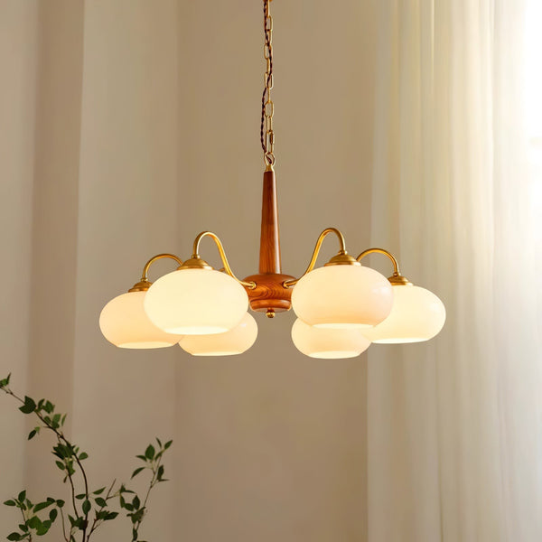 Persimmon Chandelier – Elegant Glass & Wood Design for Warm Ambiance | Alsolight