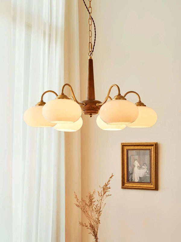 Persimmon Chandelier – Elegant Glass & Wood Design for Warm Ambiance | Alsolight