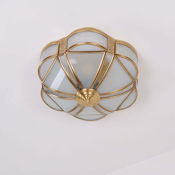 Petal Shape Frosted Glass Curuna Ceiling Lamp – Vintage Brass Elegance | Alsolight