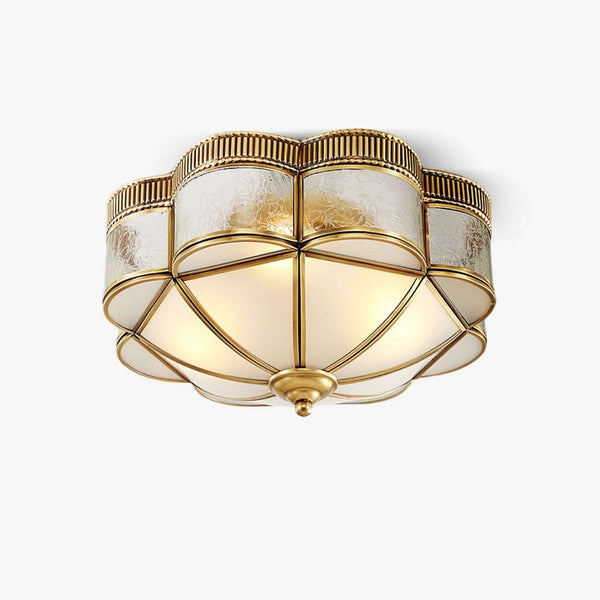 Petal Shape Frosted Glass Curuna Ceiling Lamp – Vintage Brass Elegance | Alsolight