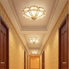 Petal Shape Frosted Glass Curuna Ceiling Lamp – Vintage Brass Elegance | Alsolight