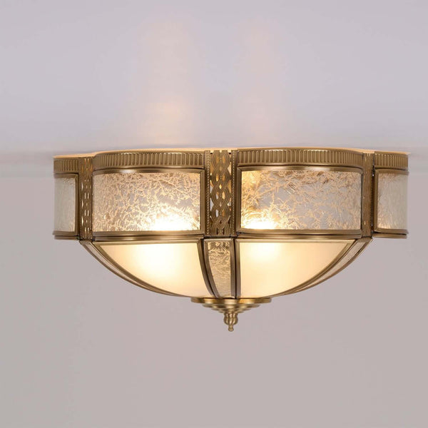 Petal Shape Frosted Glass Curuna Ceiling Lamp – Vintage Brass Elegance | Alsolight