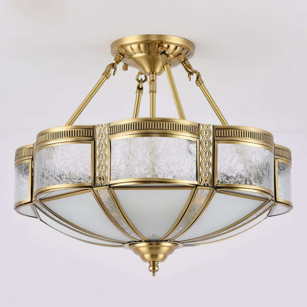 Petal Shape Frosted Glass Curuna Ceiling Lamp – Vintage Brass Elegance | Alsolight