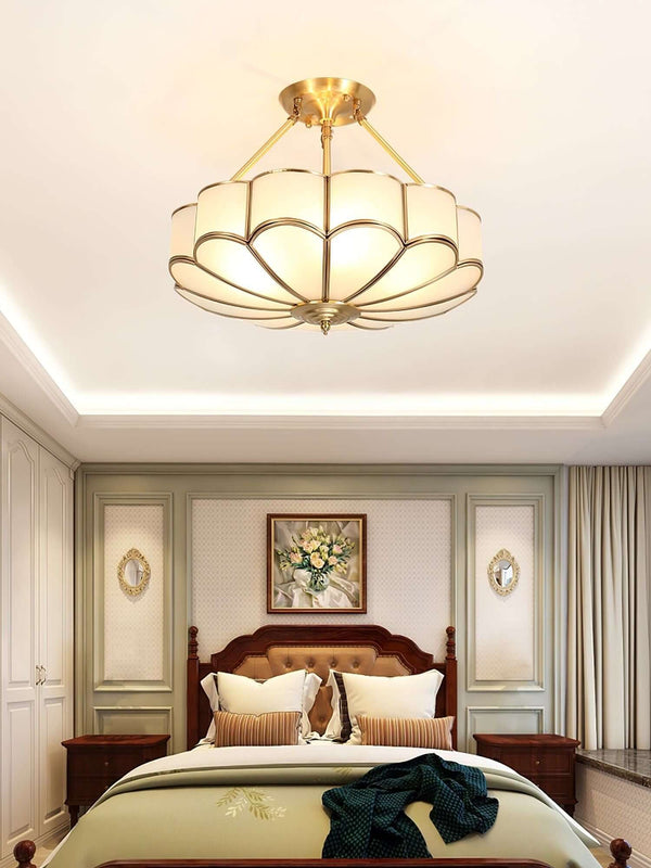 Petal Shape Glass Ceiling Light – Oukaning Semi Mount Fixture | Alsolight