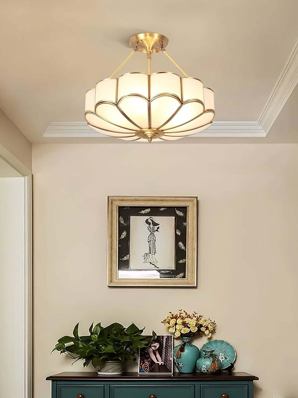 Petal Shape Glass Ceiling Light – Oukaning Semi Mount Fixture | Alsolight