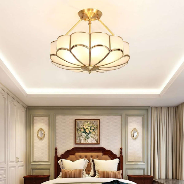 Petal Shape Glass Ceiling Light – Oukaning Semi Mount Fixture | Alsolight