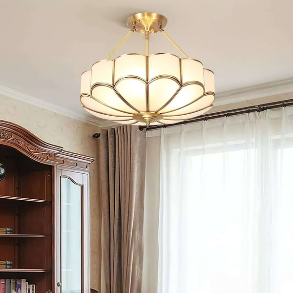 Petal Shape Glass Ceiling Light – Oukaning Semi Mount Fixture | Alsolight