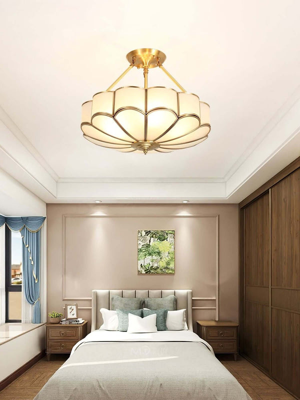 Petal Shape Glass Ceiling Light – Oukaning Semi Mount Fixture | Alsolight