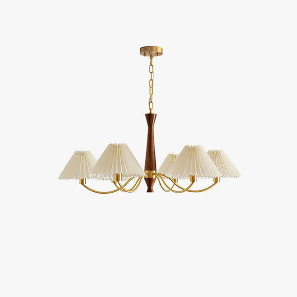 Polina Chandelier – Elegant Brass & Pleated Fabric Ceiling Light | Alsolight