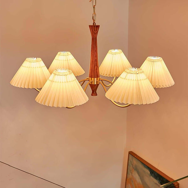 Polina Chandelier – Elegant Brass & Pleated Fabric Ceiling Light | Alsolight