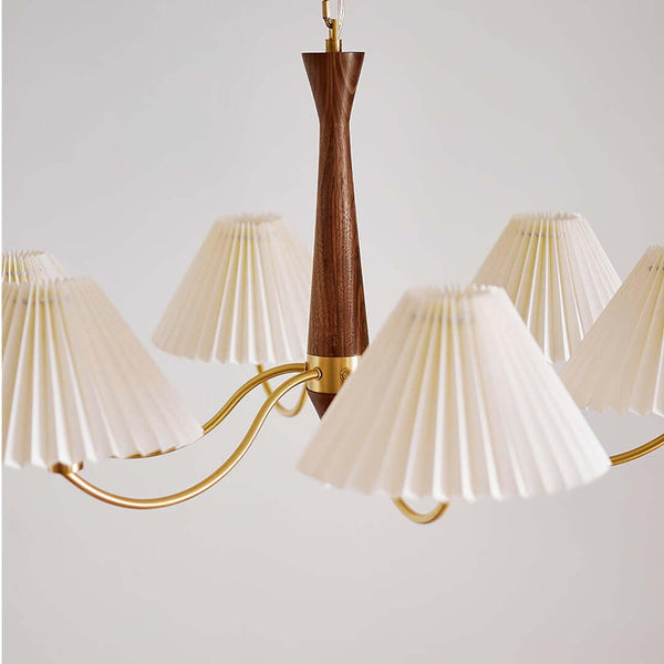 Polina Chandelier – Elegant Brass & Pleated Fabric Ceiling Light | Alsolight