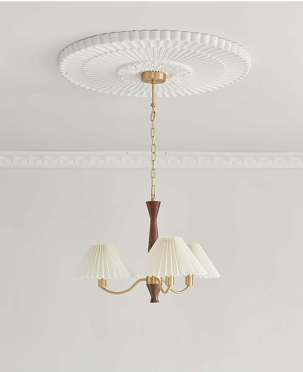 Polina Chandelier – Elegant Brass & Pleated Fabric Ceiling Light | Alsolight