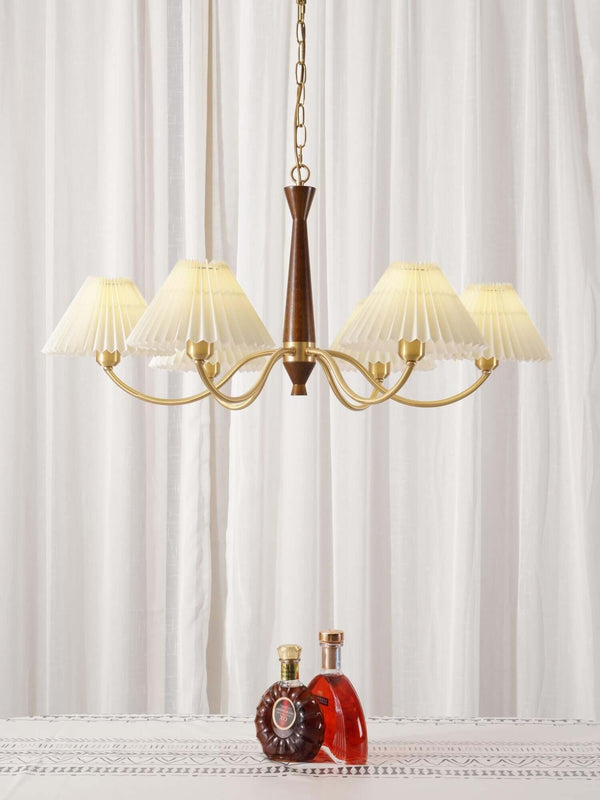 Polina Chandelier – Elegant Brass & Pleated Fabric Ceiling Light | Alsolight