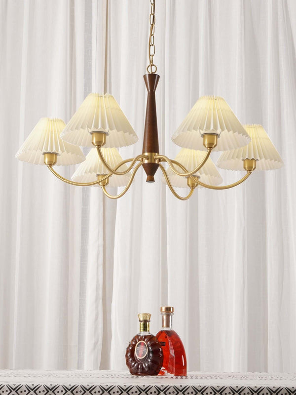 Polina Chandelier – Elegant Brass & Pleated Fabric Ceiling Light | Alsolight