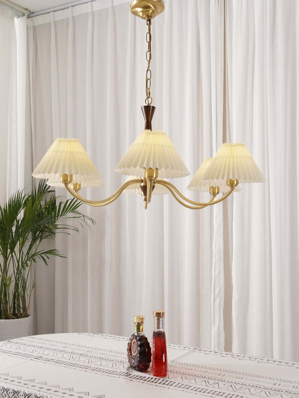 Polina Chandelier – Elegant Brass & Pleated Fabric Ceiling Light | Alsolight