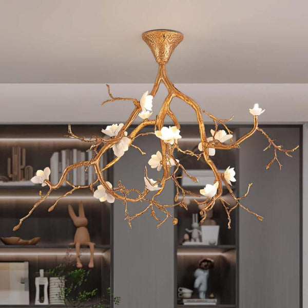 Prugna Brass Ceiling Lamp – Flower & Branch Shapes, Vintage Elegance | Alsolight