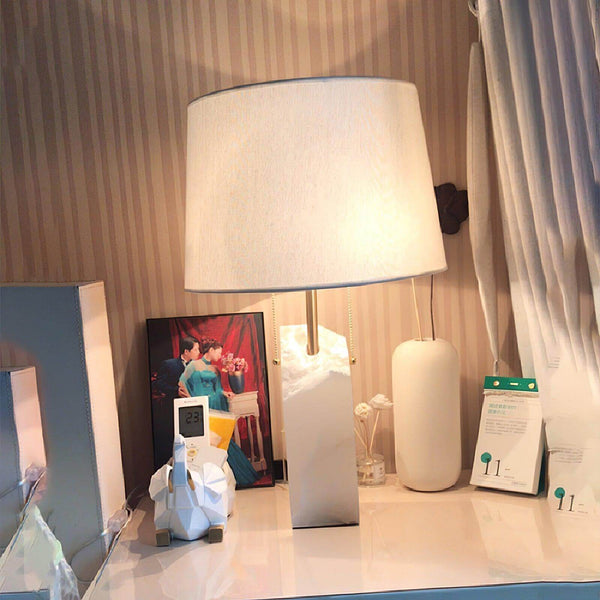 Raw Table Lamp – Alabaster Fabric Lampshade Art Deco Mid Century Style | Alsolight