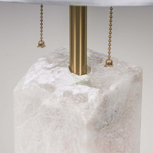 Raw Table Lamp – Alabaster Fabric Lampshade Art Deco Mid Century Style | Alsolight