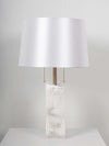Raw Table Lamp – Alabaster Fabric Lampshade Art Deco Mid Century Style | Alsolight