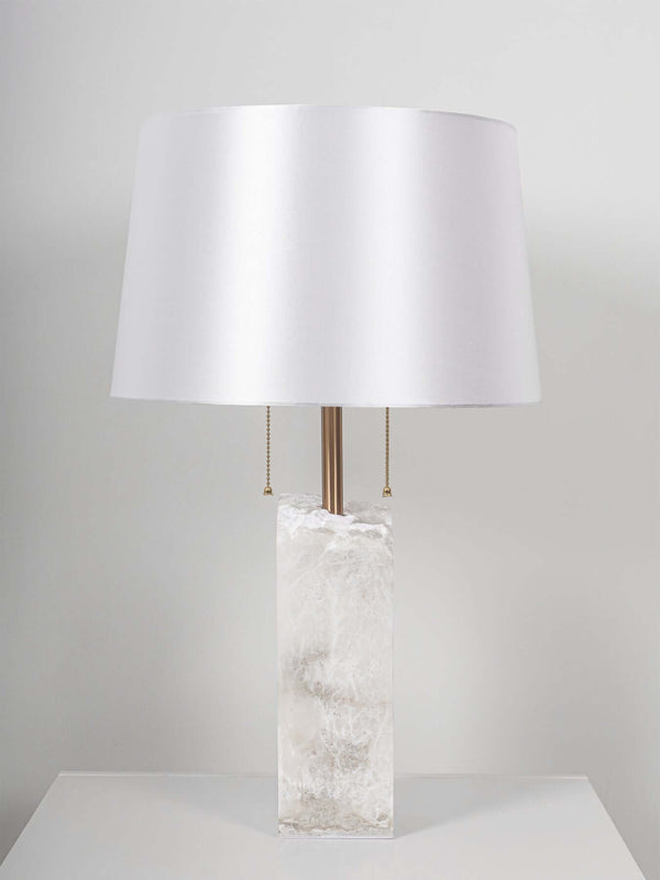 Raw Table Lamp – Alabaster Fabric Lampshade Art Deco Mid Century Style | Alsolight
