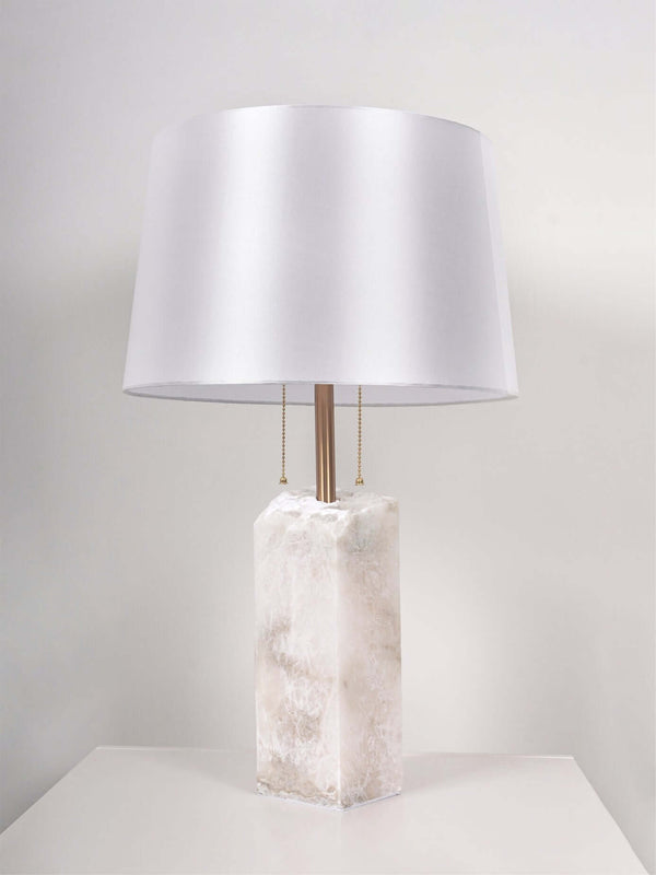 Raw Table Lamp – Alabaster Fabric Lampshade Art Deco Mid Century Style | Alsolight