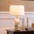 Raw Table Lamp – Alabaster Fabric Lampshade Art Deco Mid Century Style | Alsolight