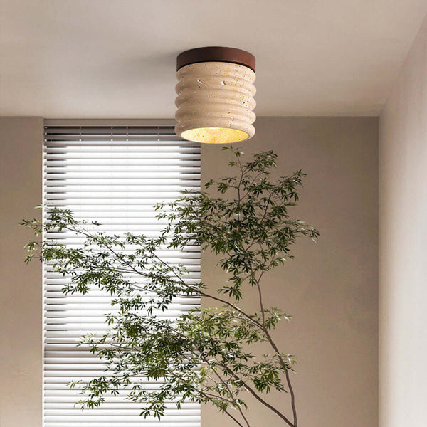 Ridge Artisan Ceiling Lamp – Japanese Wabi-Sabi Aisle Travertine Light | Alsolight