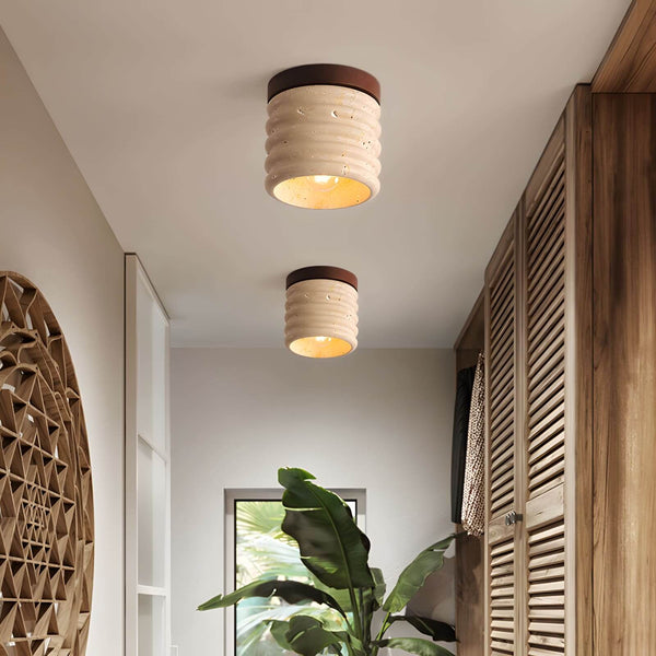 Ridge Artisan Ceiling Lamp – Japanese Wabi-Sabi Aisle Travertine Light | Alsolight