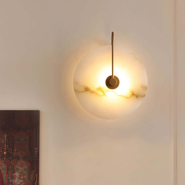 Slanciu Round Alabaster Wall Light – Elegant Brass Accent Lamp | Alsolight