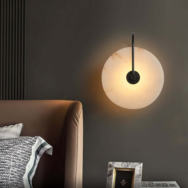 Slanciu Round Alabaster Wall Light – Elegant Brass Accent Lamp | Alsolight