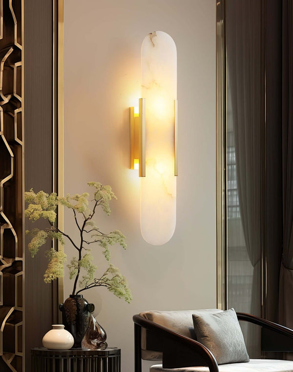 Slanciu Wall Light – Handcrafted Alabaster & Brass Wall Lamp | Alsolight