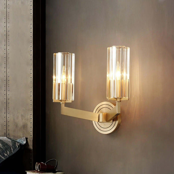 Stylish Kayla Brass Wall Lamp – Elegant Glass & Metal Design | Alsolight