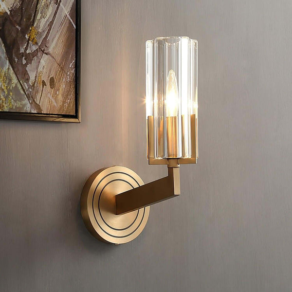 Stylish Kayla Brass Wall Lamp – Elegant Glass & Metal Design | Alsolight