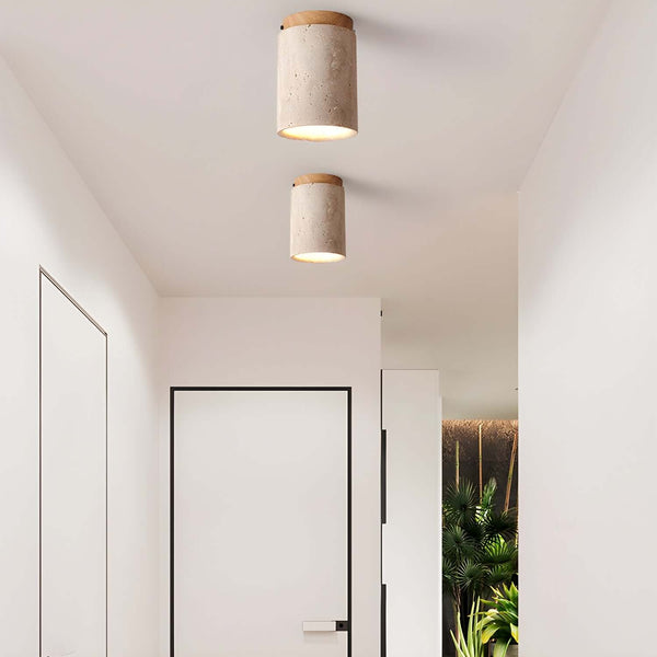 Teppa Ceiling Light – Travertine Cylindrical Light for Bedroom & Aisle | Alsolight